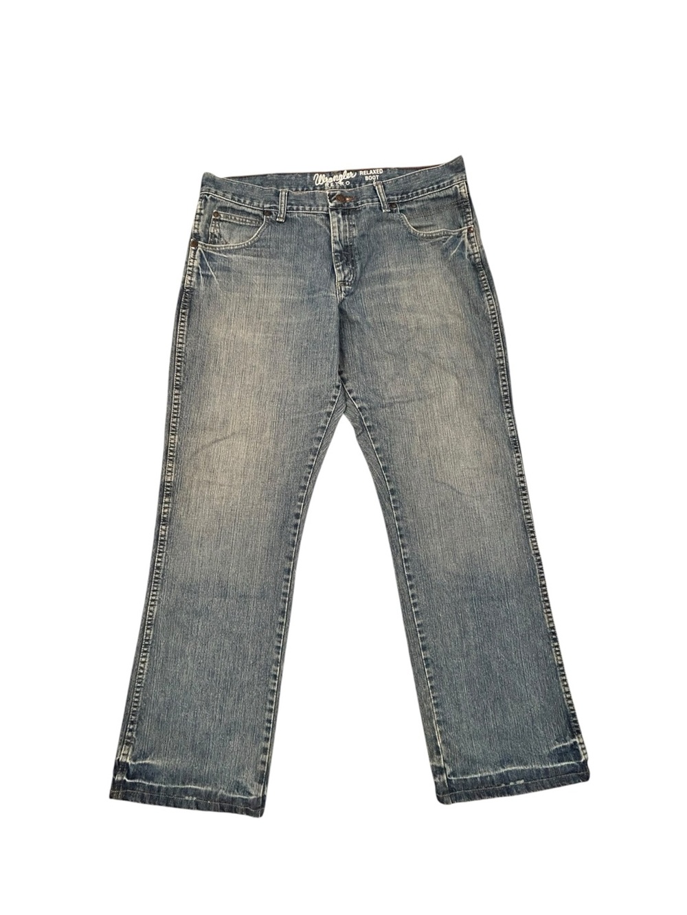 Wrangler Retro Relaxed Boot Cut Men's Blue Denim Jeans 36x32 Western Casual